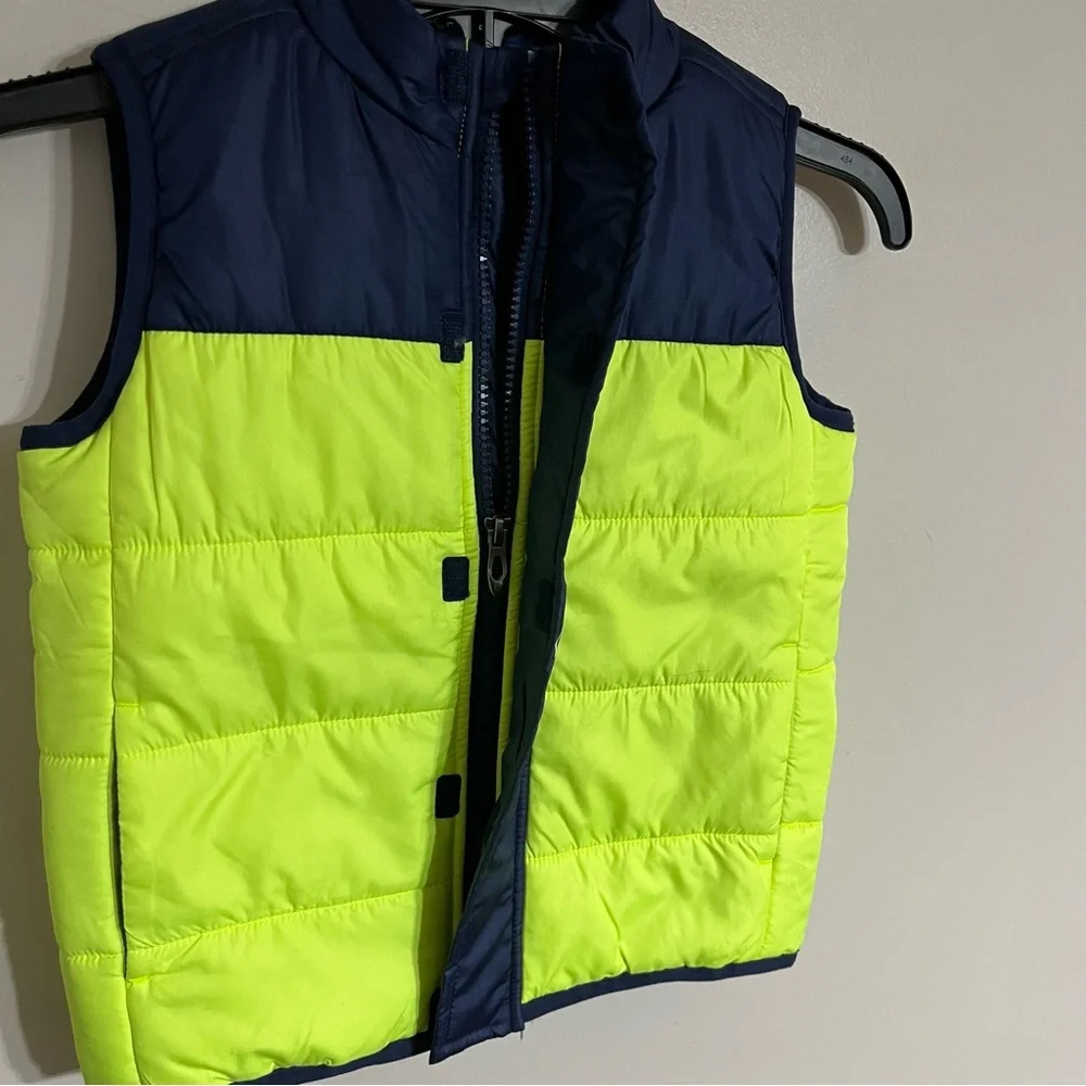 Boys Spyder Neon Yellow & Blue Puffer Vest Size 4T Winter‎ Outdoors Casual